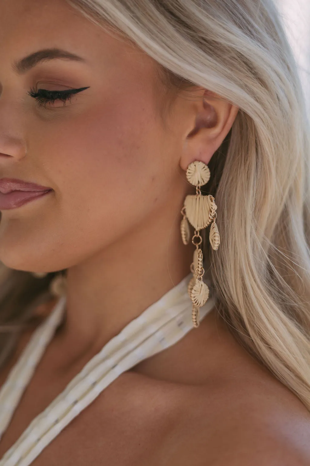 Raffia Chandelier Drop Earrings