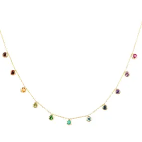 Rainbow Gem Bezel Necklace