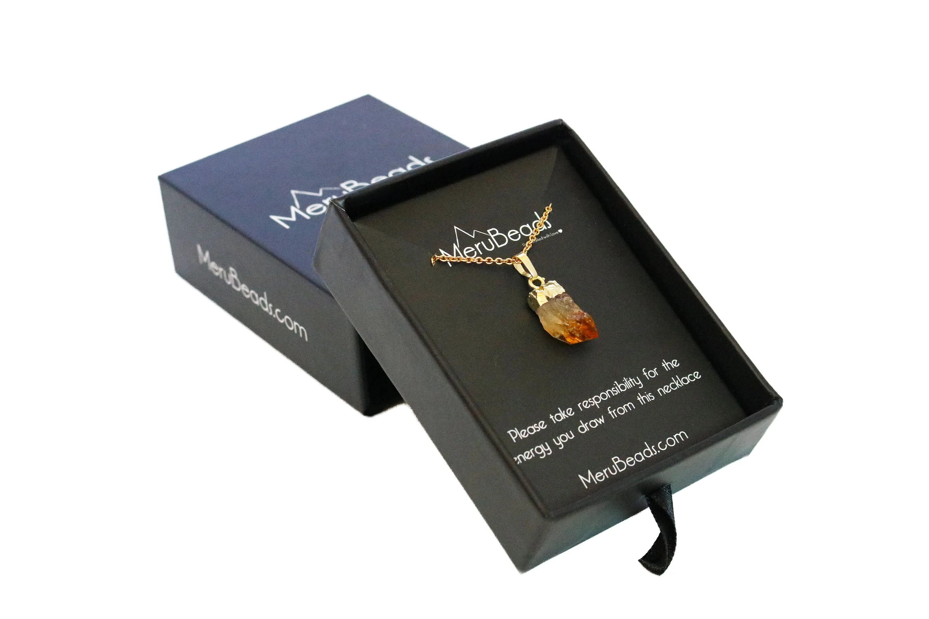 Raw Citrine Pendant with Gold Plated Necklace