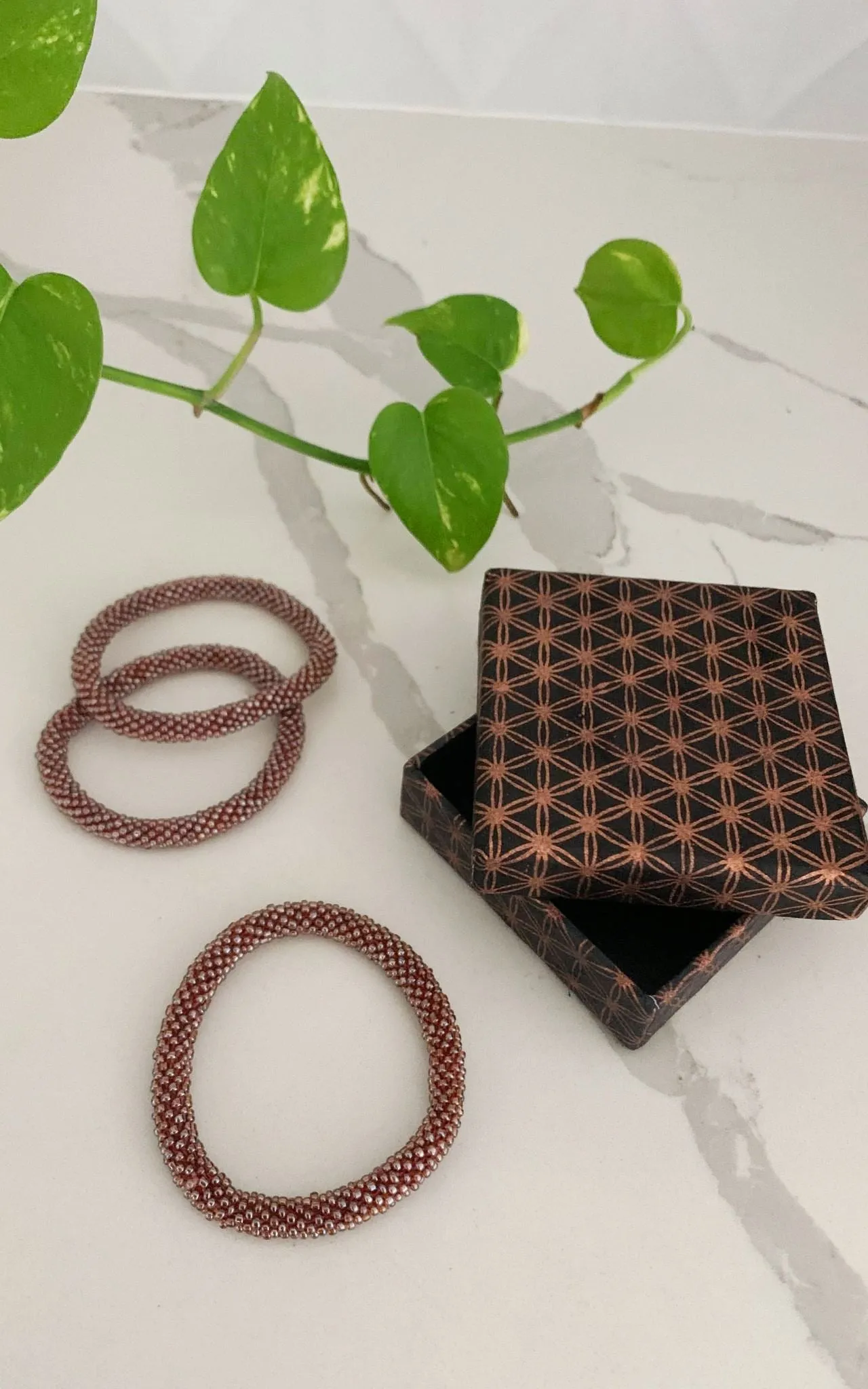 Rolling Beaded Bracelet - Rust