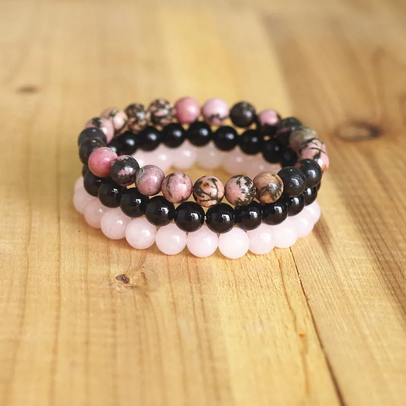 Rose Quartzs Beaded Mala Charm Bracelets