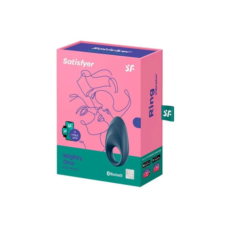 SATISFYER MIGHTY ONE VIBRATING RING WITH APP BLUE