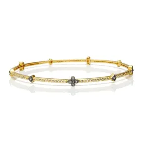 Signature Pave Clover Station Bangle - YRZB0864B