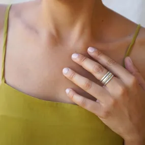 Silver Band Ring with Inner Floral Pattern