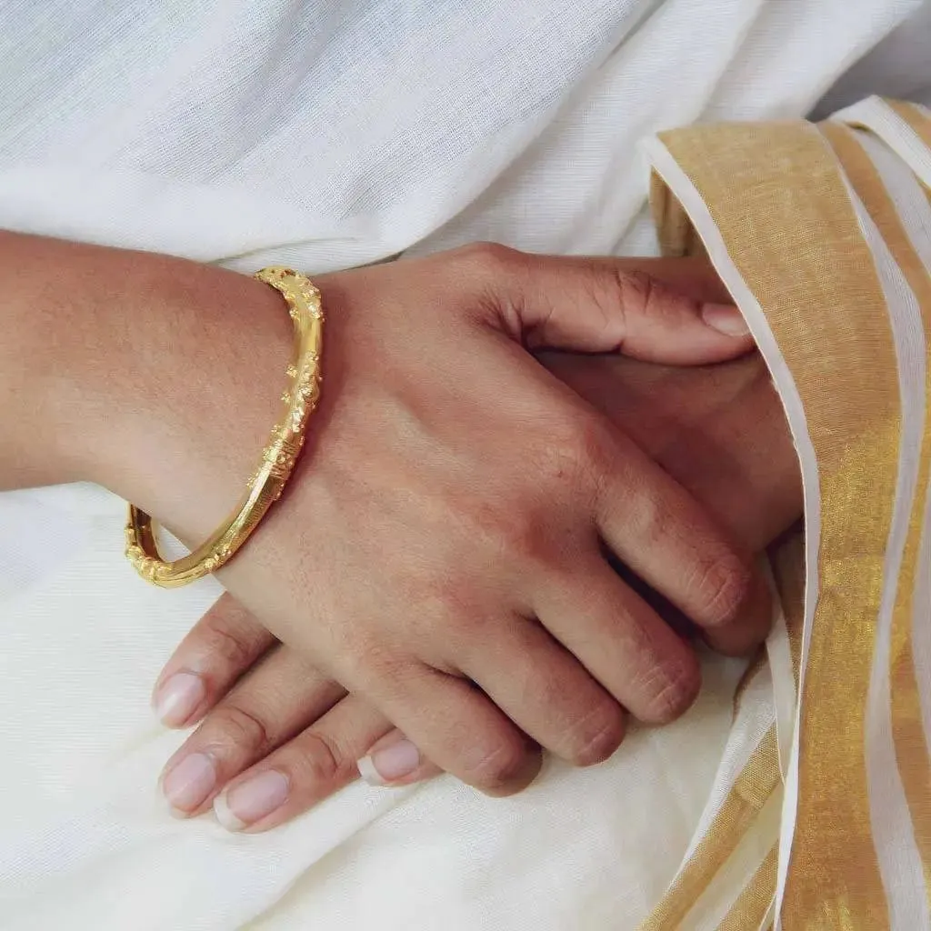 Silver Classic Gold Plated Bangle(Single)