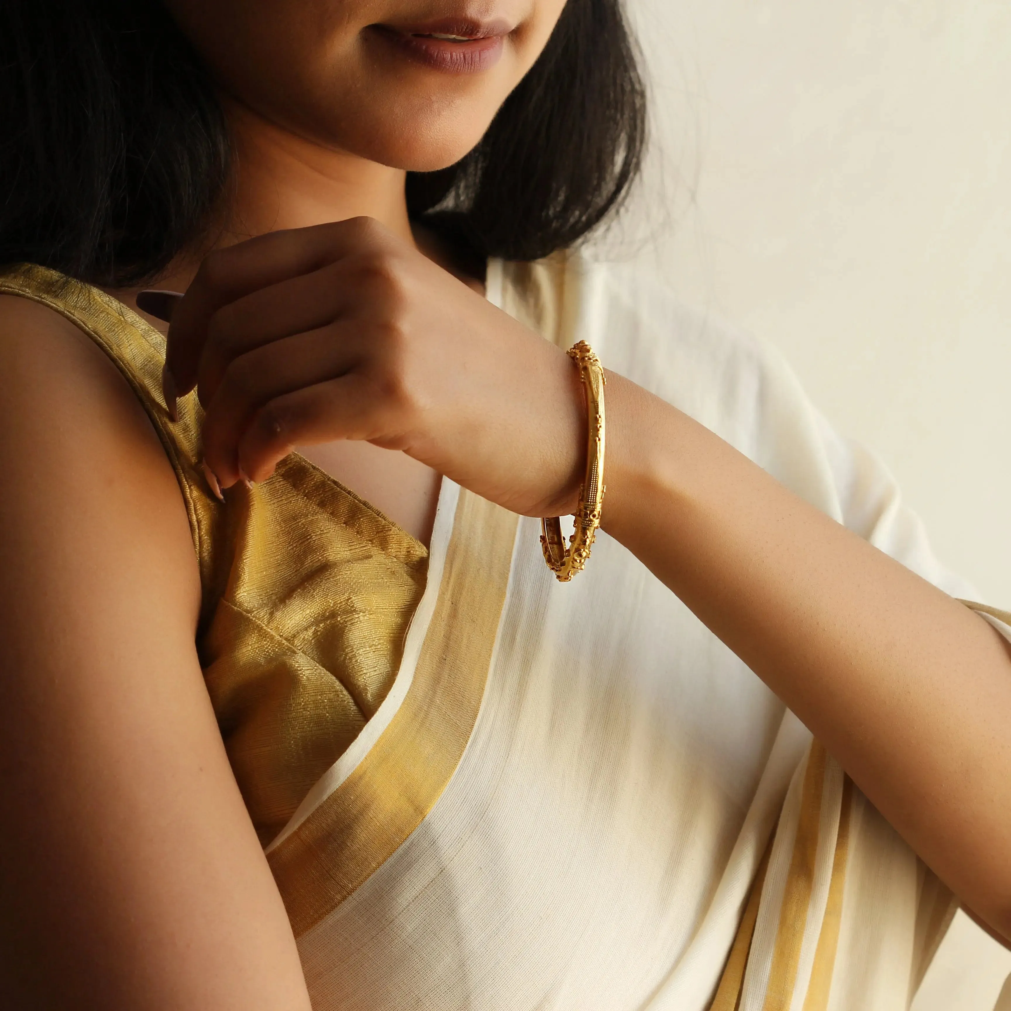 Silver Classic Gold Plated Bangle(Single)