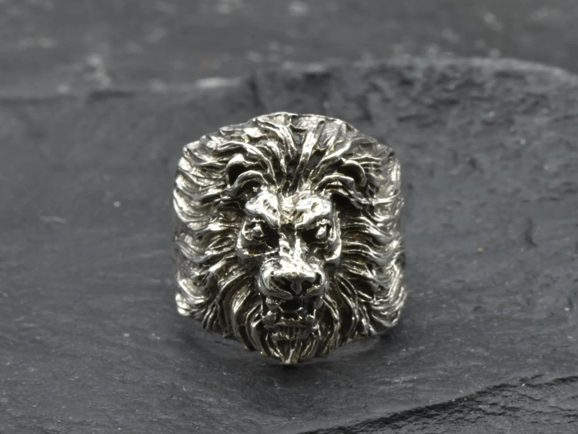 Silver Lion Ring - Animal Statement Ring - Lion Head Ring