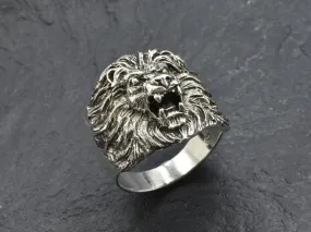 Silver Lion Ring - Animal Statement Ring - Lion Head Ring