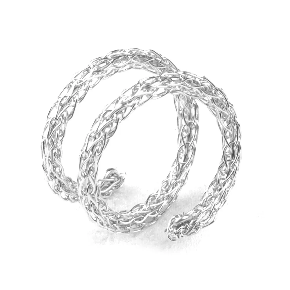 Silver Spiral Ring , Adjustable Layered Ring , Wire Crochet Stacking Ring , Every Day Jewelry