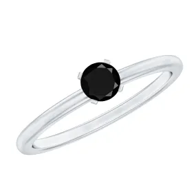 Simple Solitaire Ring with 1/4 CT Black Diamond