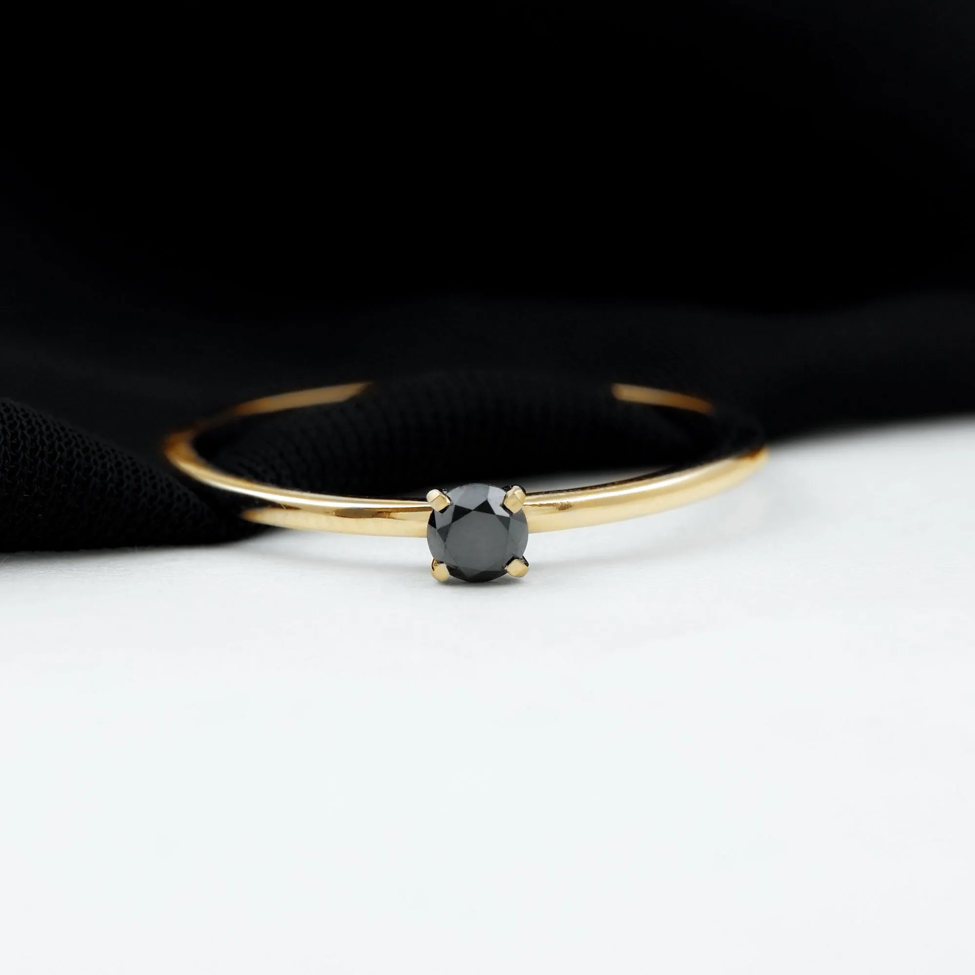 Simple Solitaire Ring with 1/4 CT Black Diamond