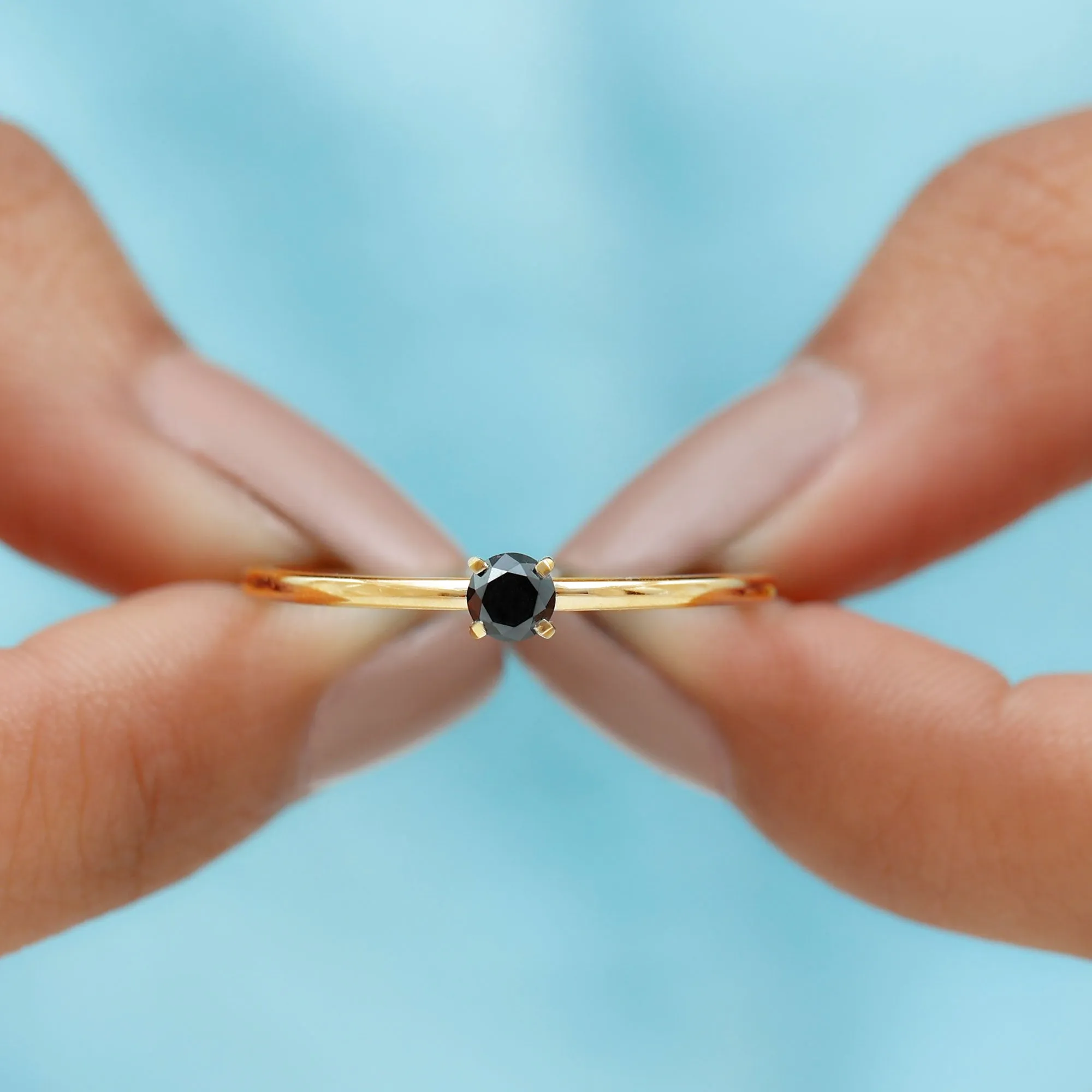 Simple Solitaire Ring with 1/4 CT Black Diamond