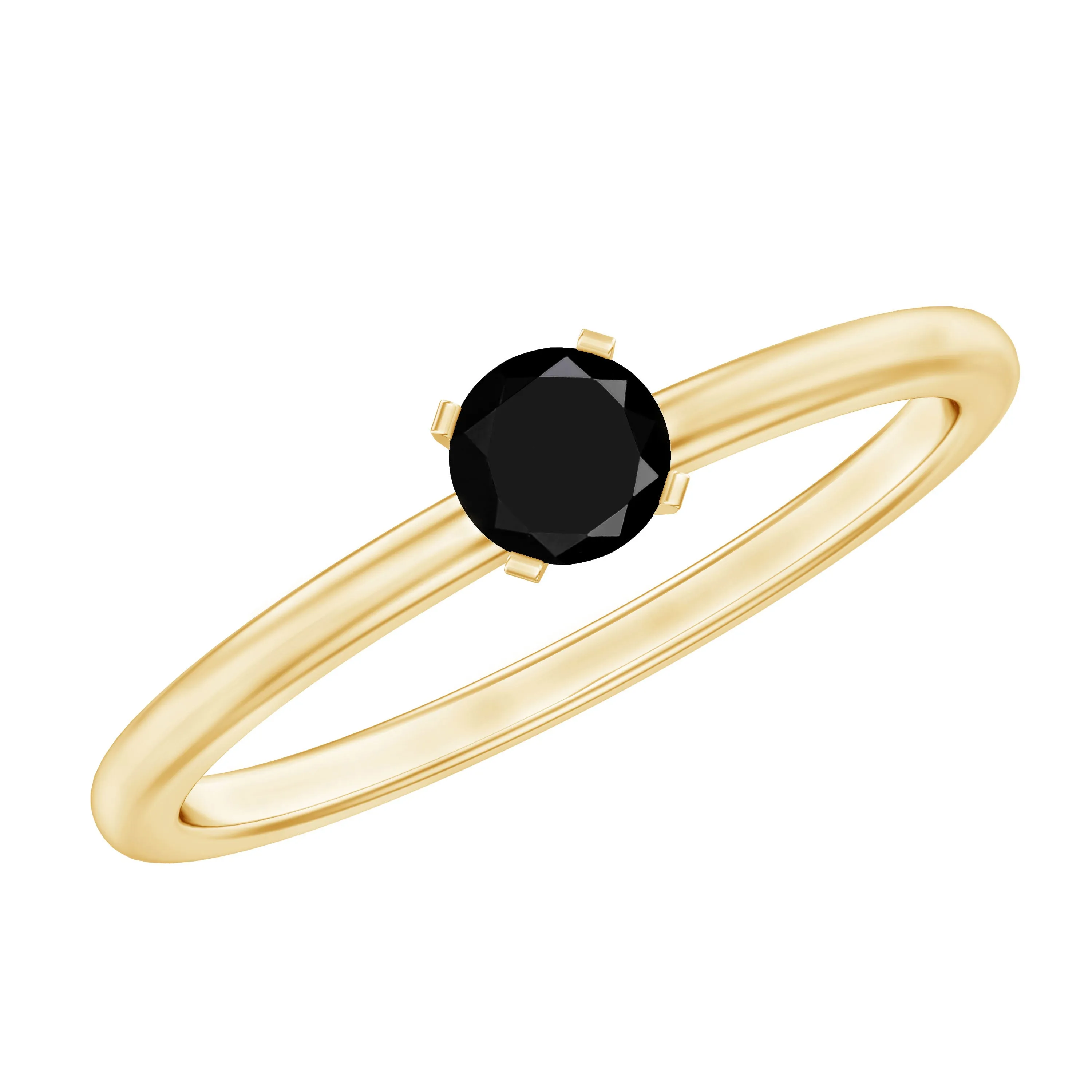 Simple Solitaire Ring with 1/4 CT Black Diamond