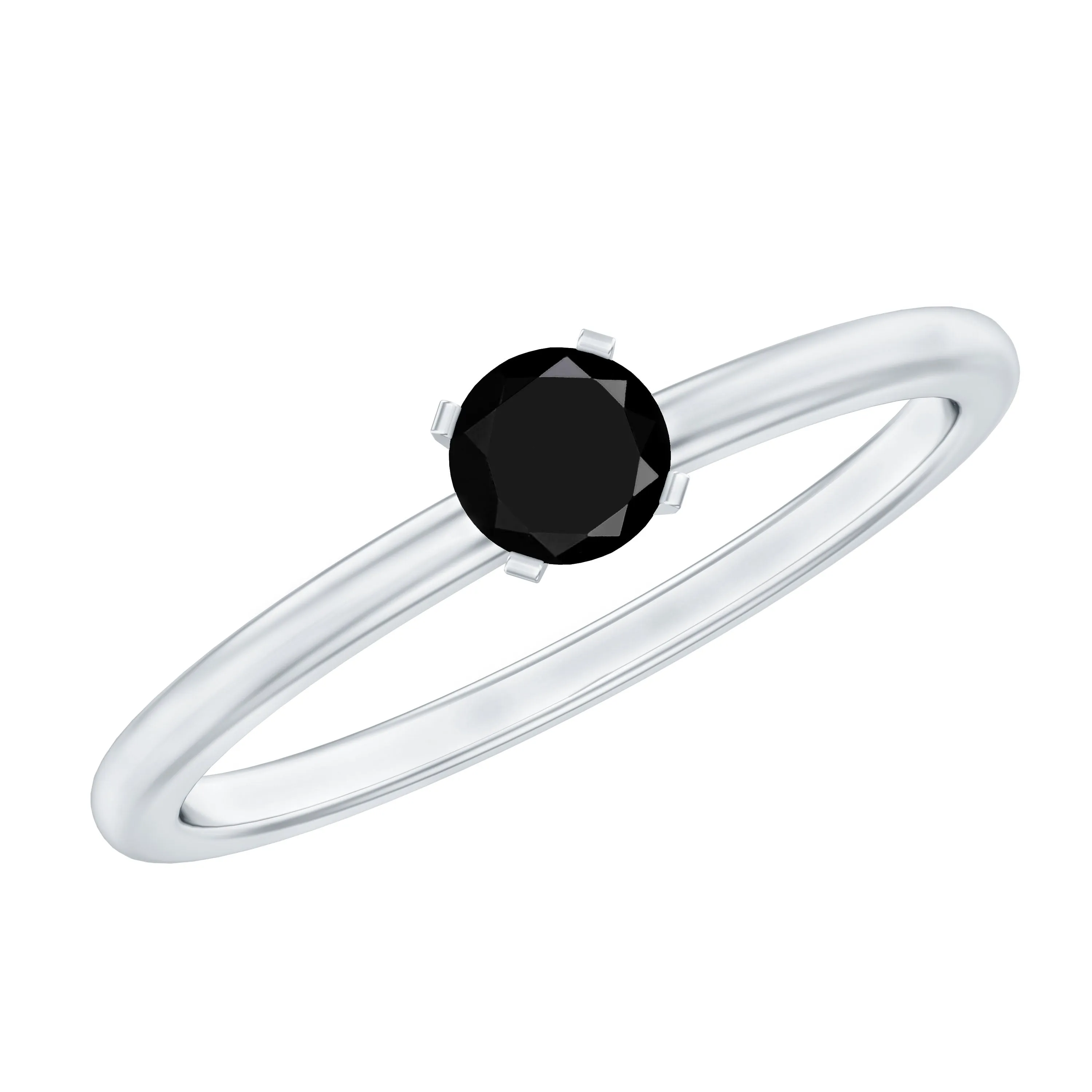 Simple Solitaire Ring with 1/4 CT Black Diamond