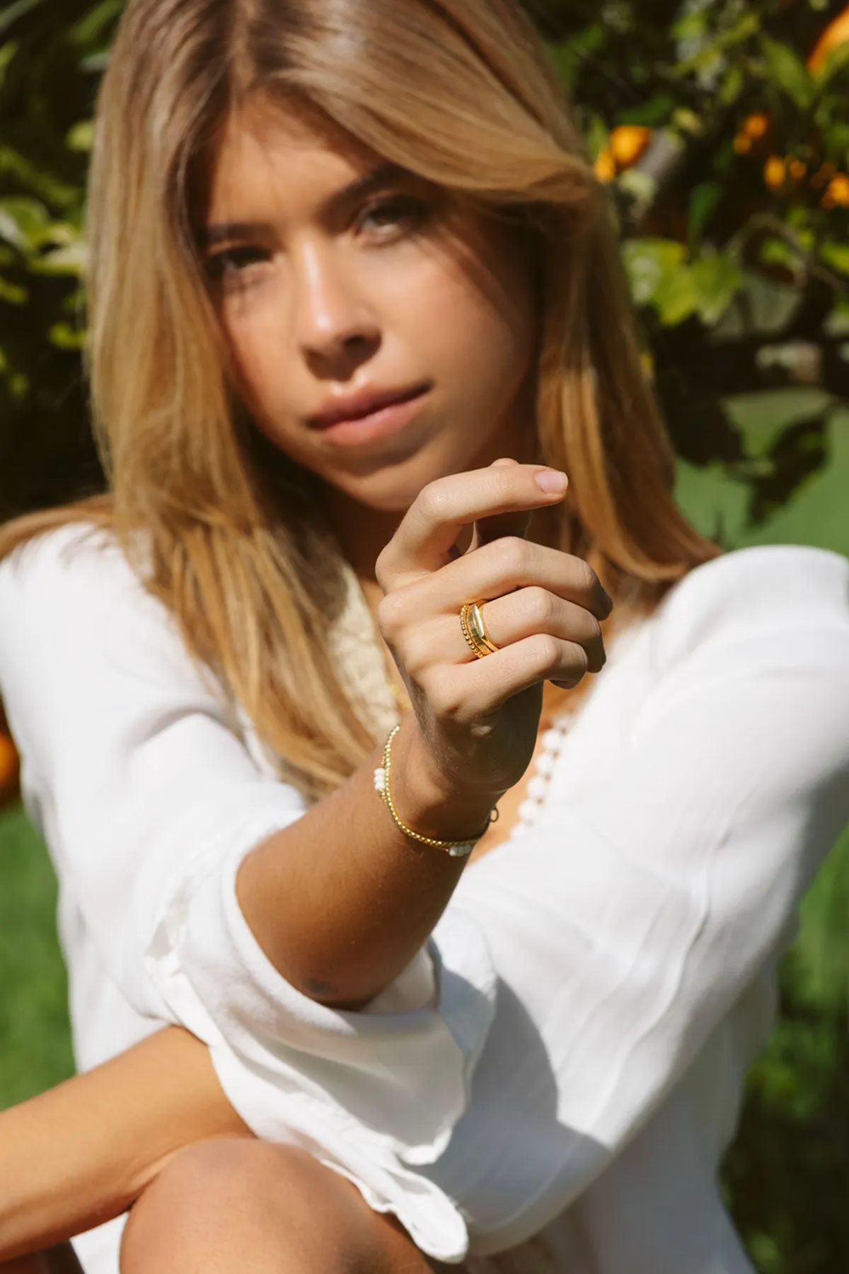 Small dots stacking ring gold plated