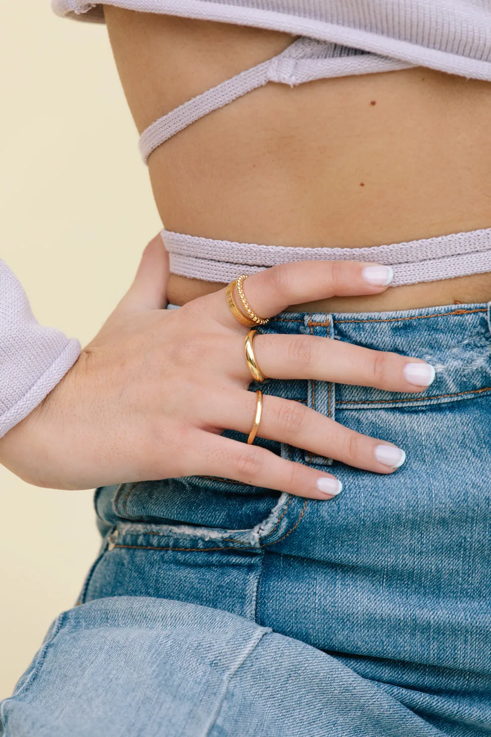 Small dots stacking ring gold plated