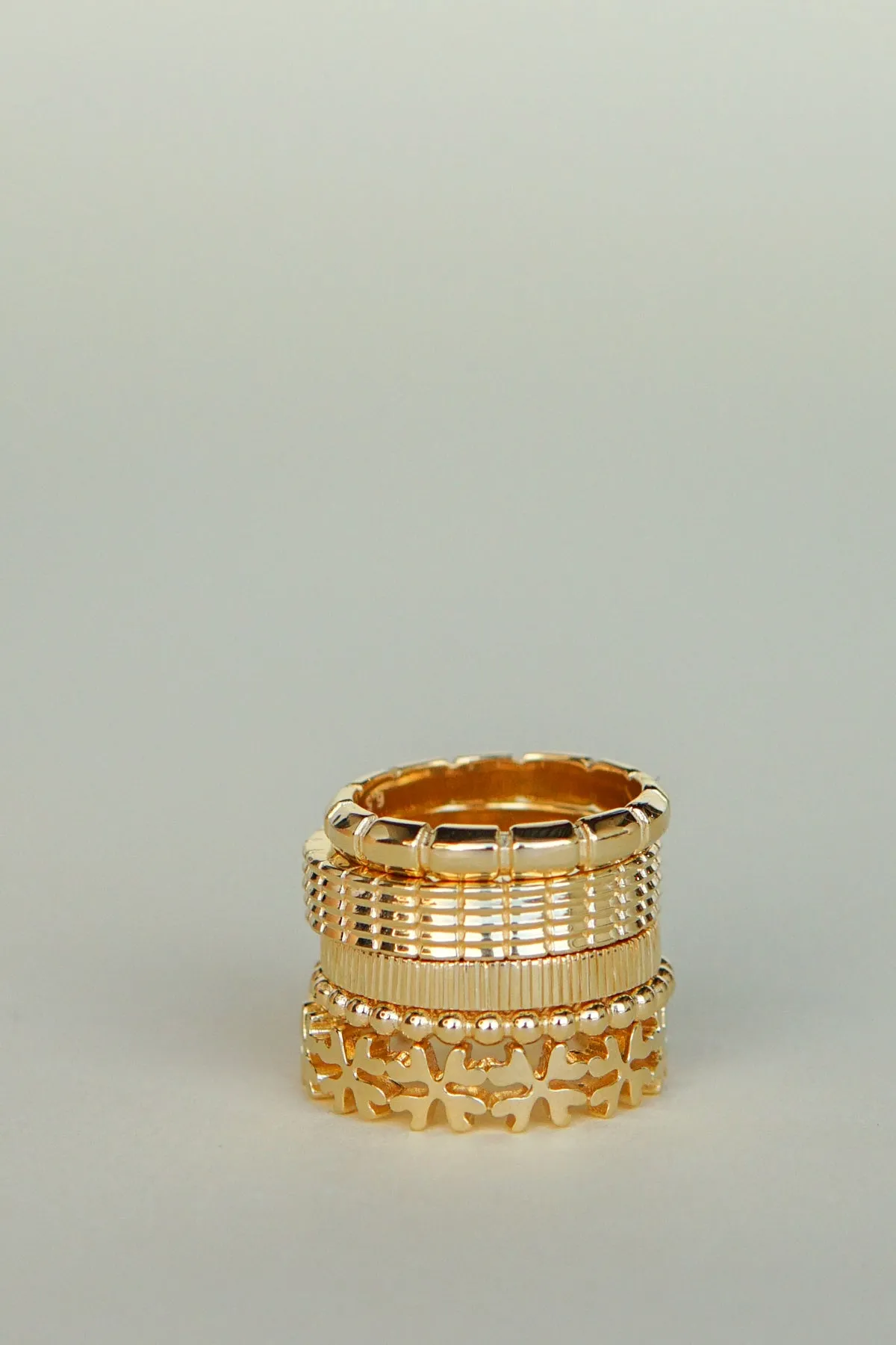 Small dots stacking ring gold plated