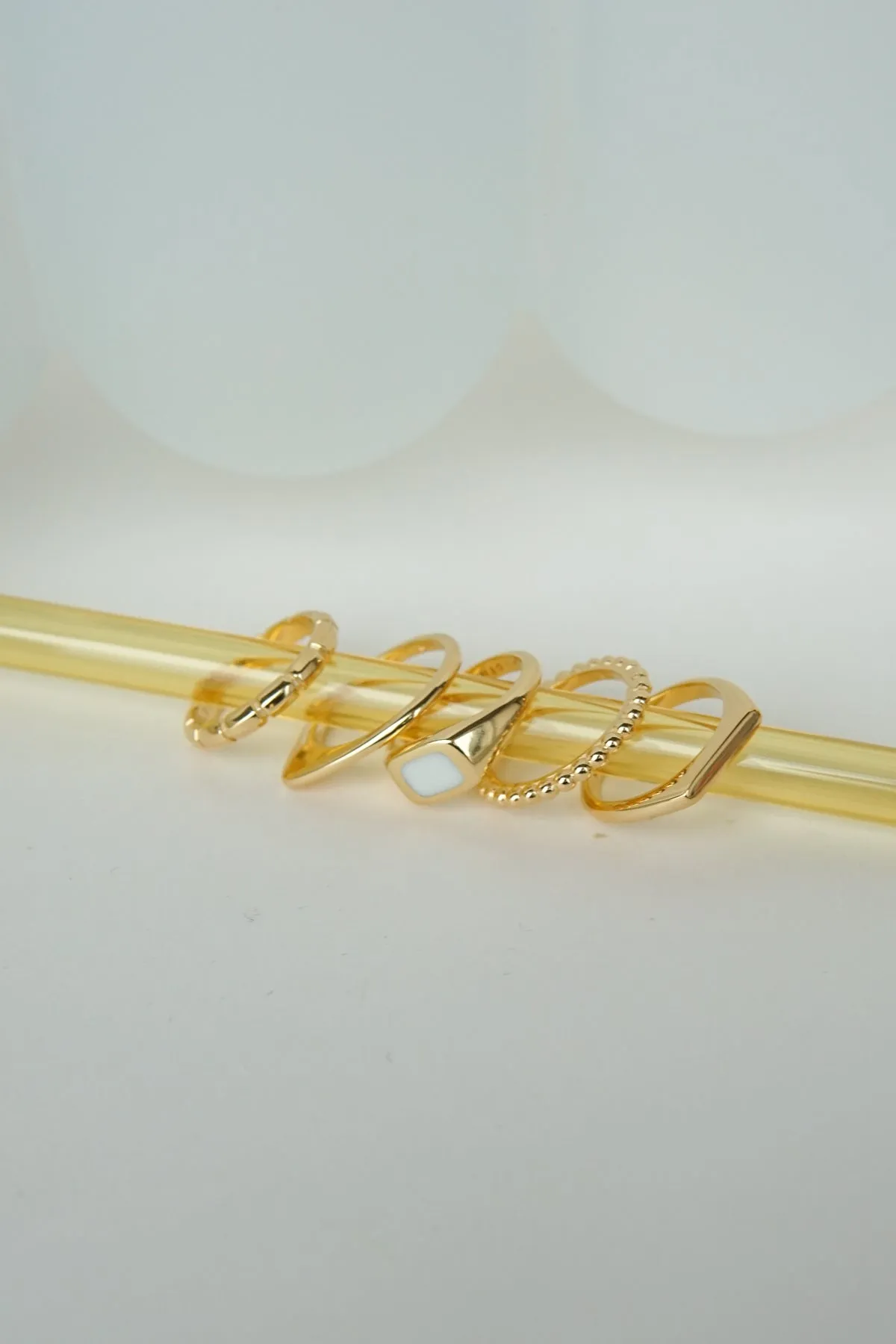 Small dots stacking ring gold plated