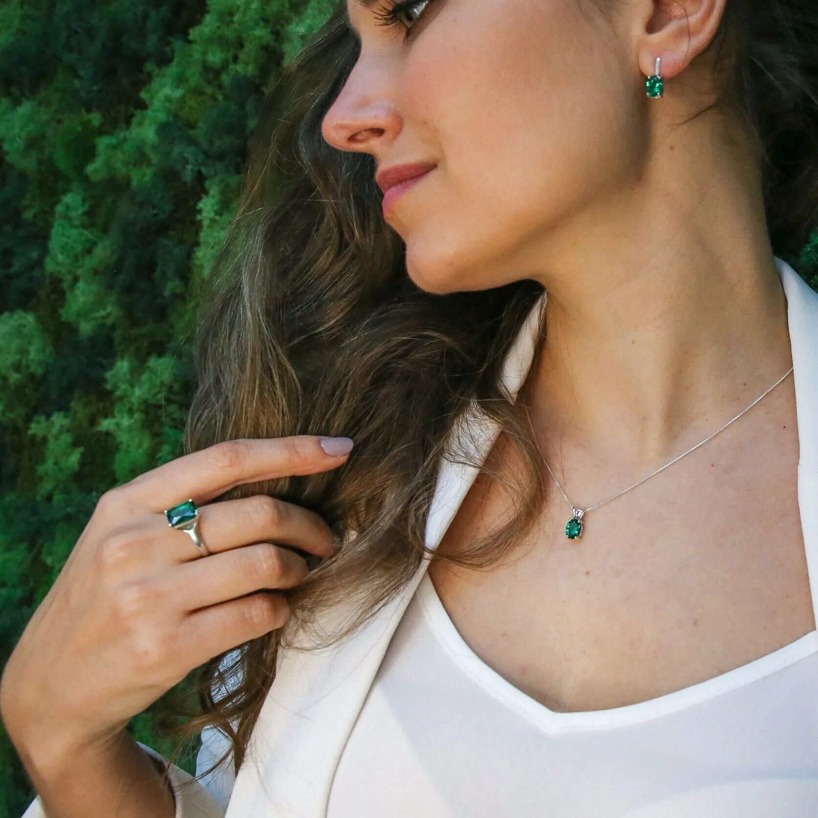 Square Emerald Ring - Green Promise Ring - Vintage Solitaire Ring