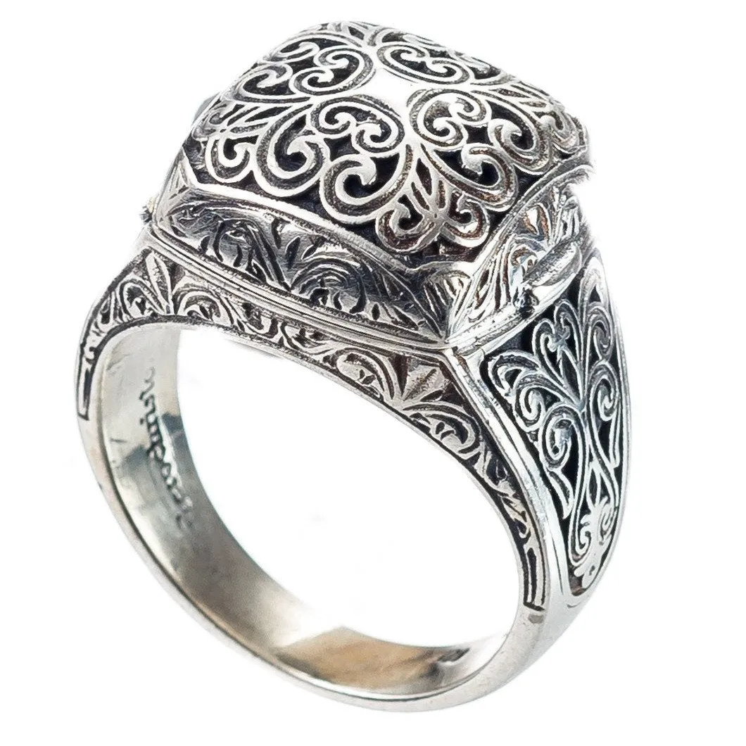 Sterling Silver Poison Pill Locket Ring