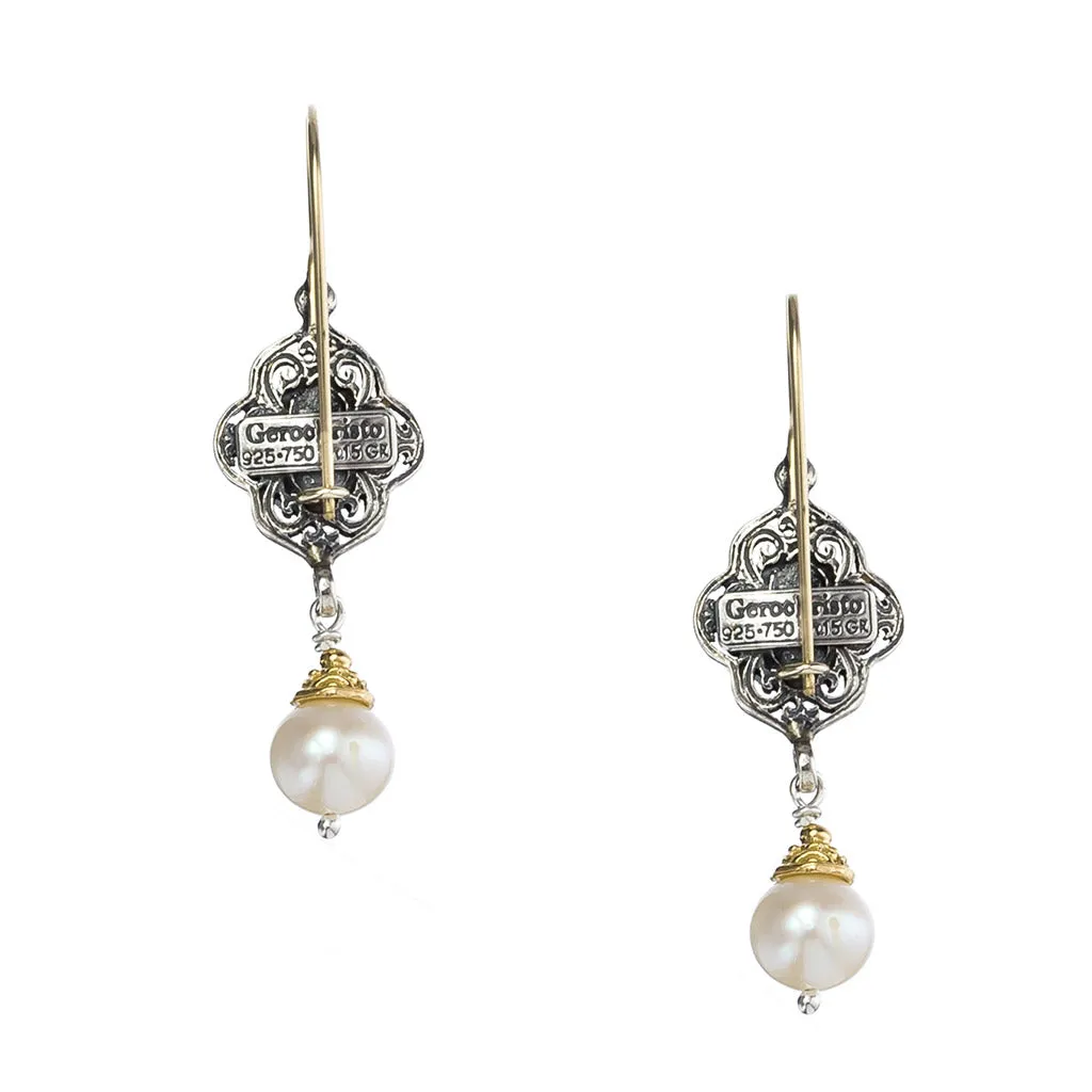 TearDrop Topaz Pearl Drop Chandelier Earrings