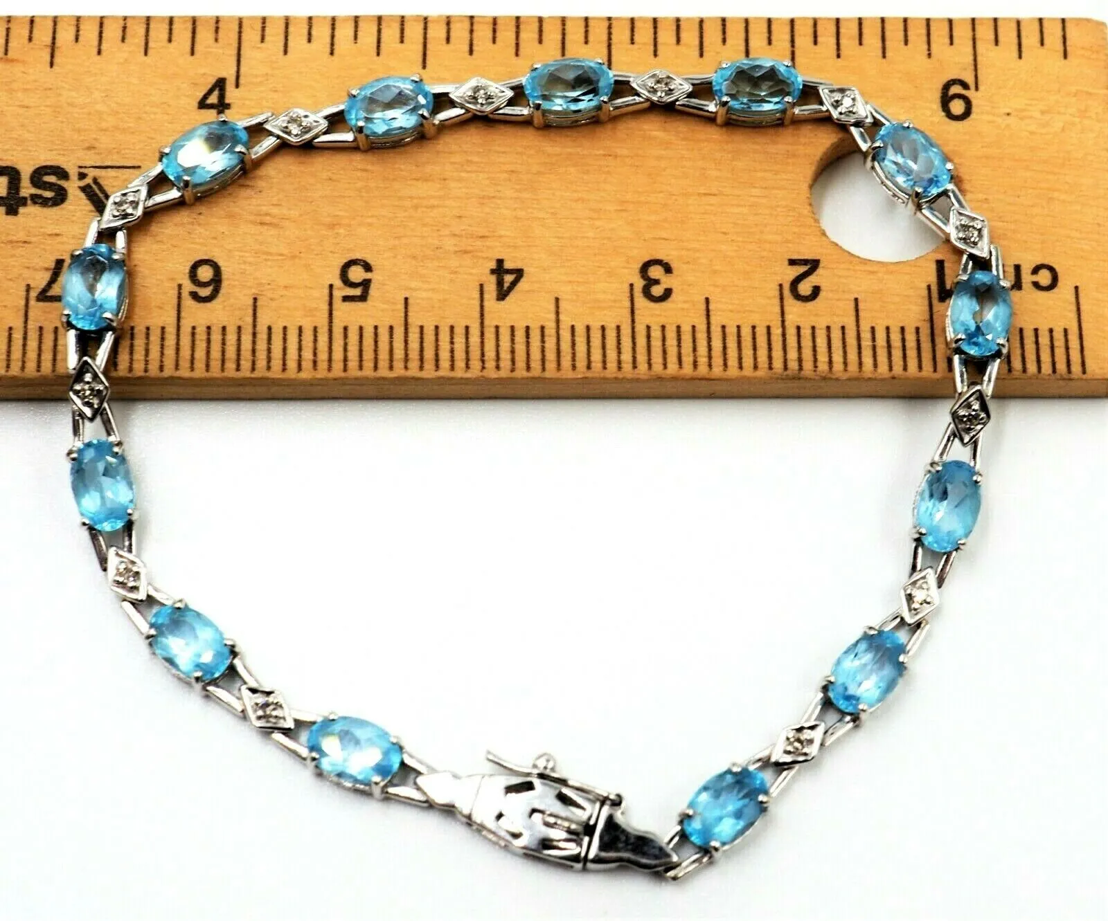 Topaz & Diamond 9ct White Gold Bracelet