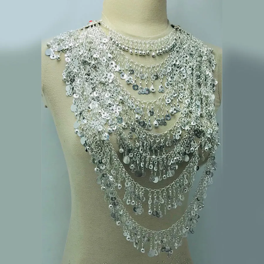 Tribal Multilayers Massive Silver Kuchi Necklace