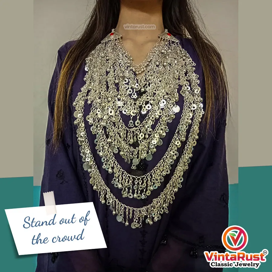 Tribal Multilayers Massive Silver Kuchi Necklace