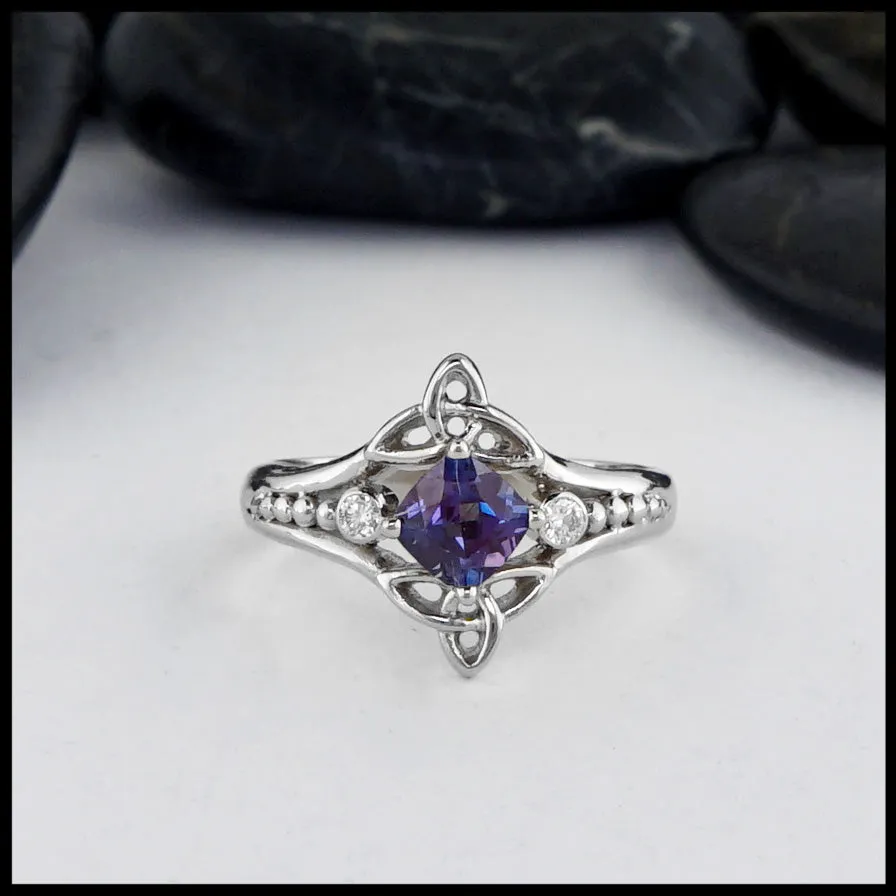 Trinity Knot Ring with Lab-Grown Alexandrite