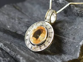 Victorian Citrine Necklace - Genuine Citrine Pendant - November Birthstone Necklace