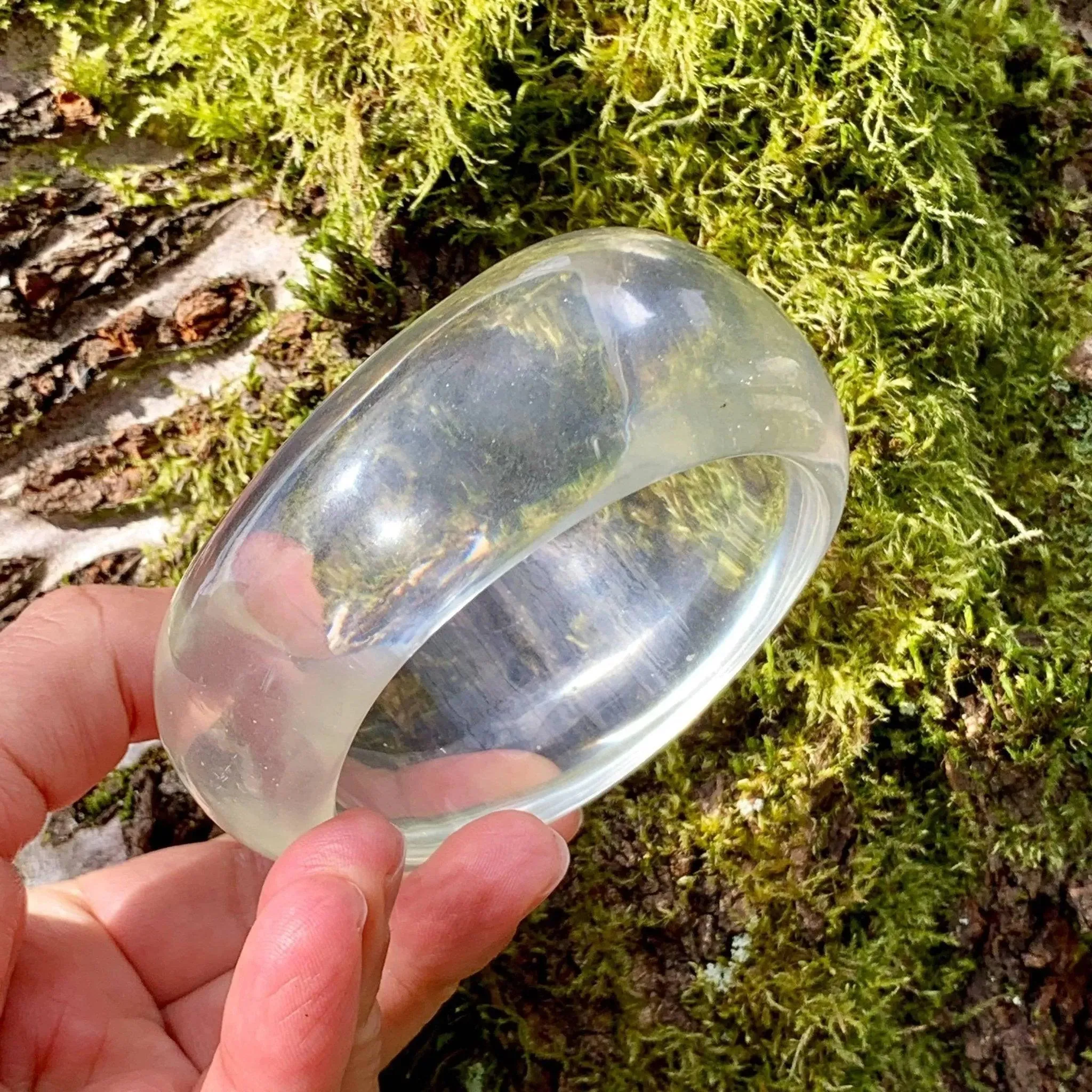 Vintage Transparent Lucite Bangle Freeform Design