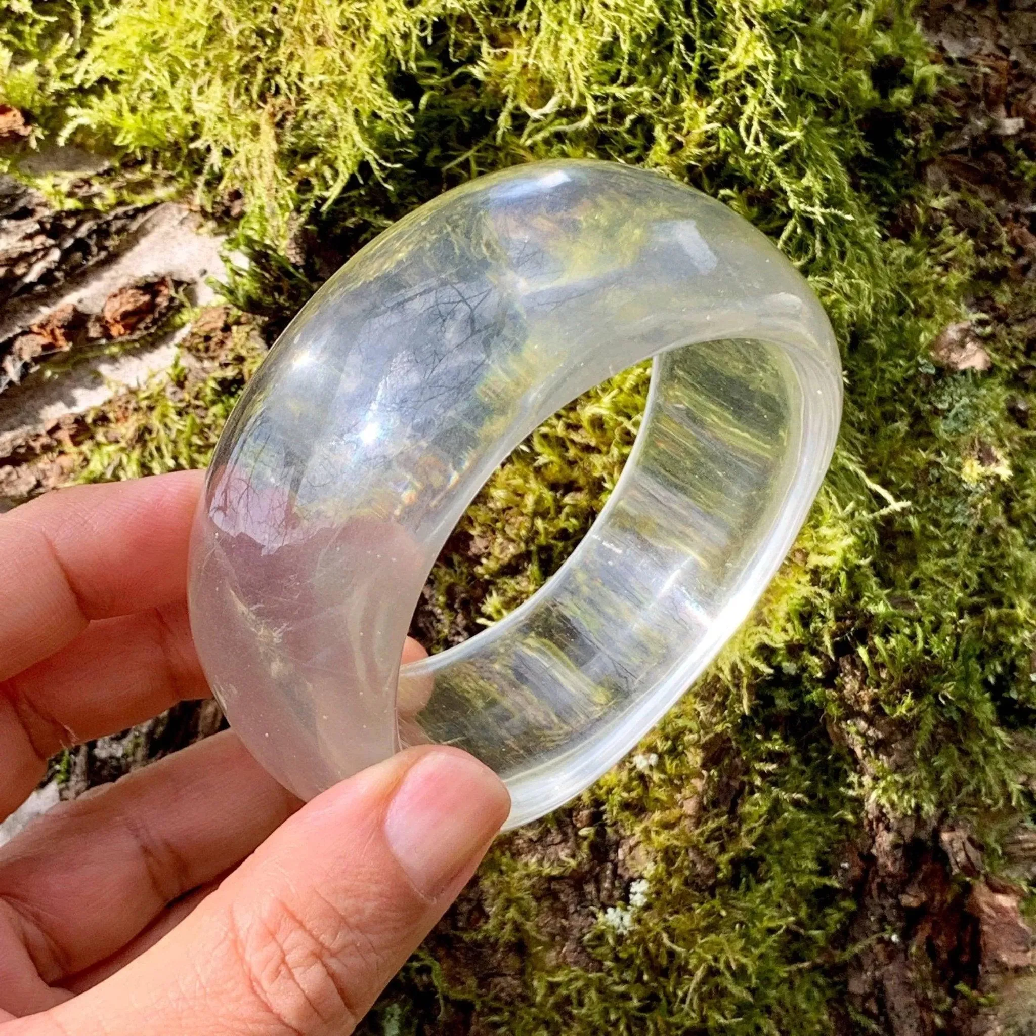 Vintage Transparent Lucite Bangle Freeform Design