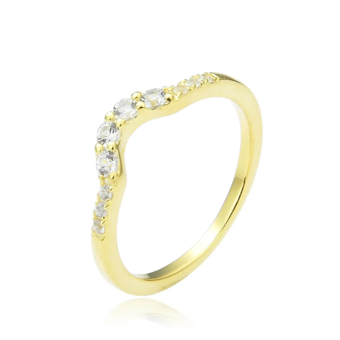 White Sapphire Curved Stackable Ring