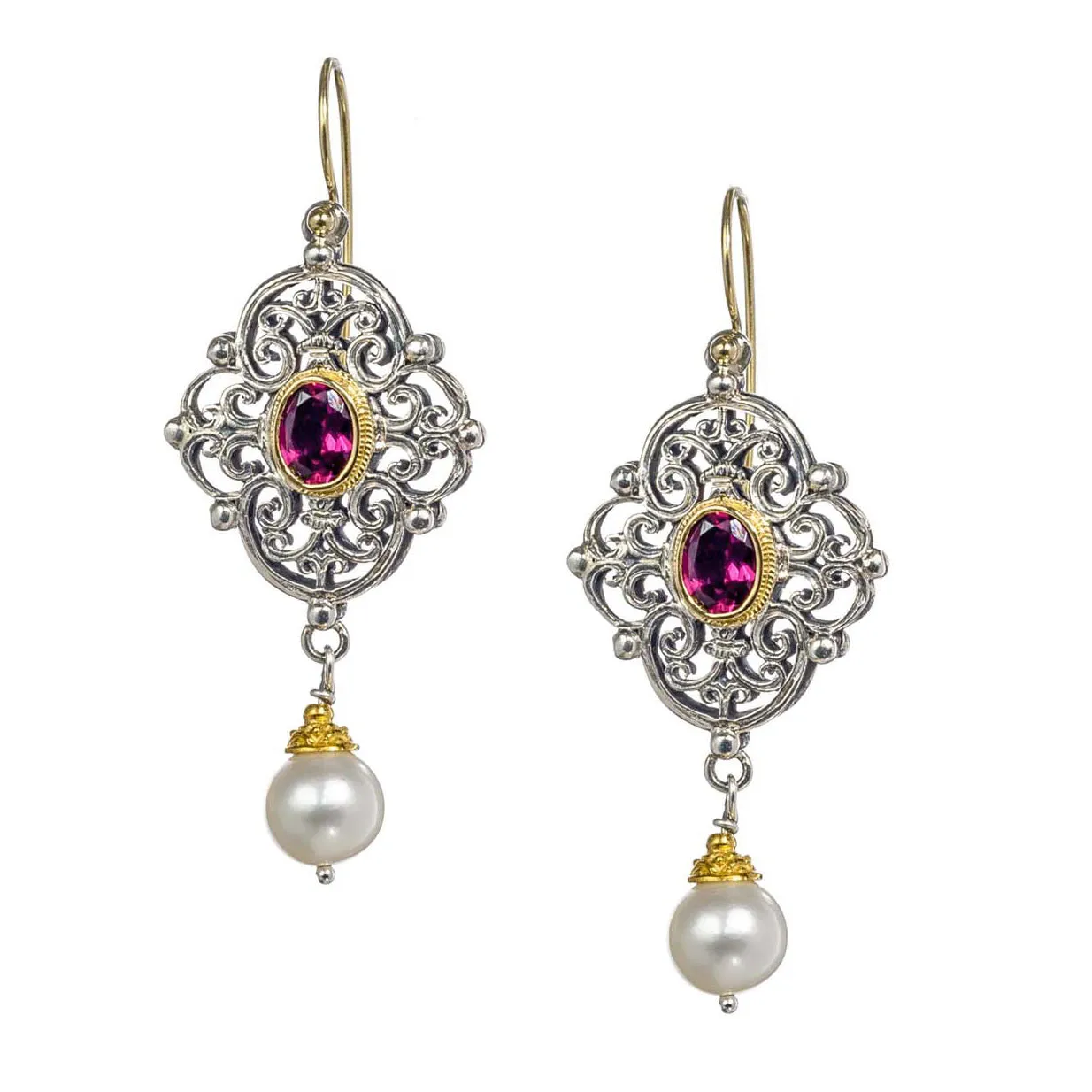 Wide Pearl Drop Chandelier Earrings