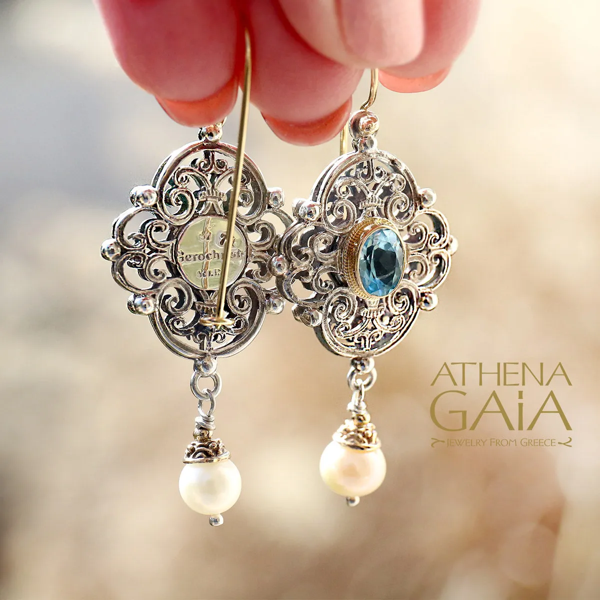 Wide Pearl Drop Chandelier Earrings
