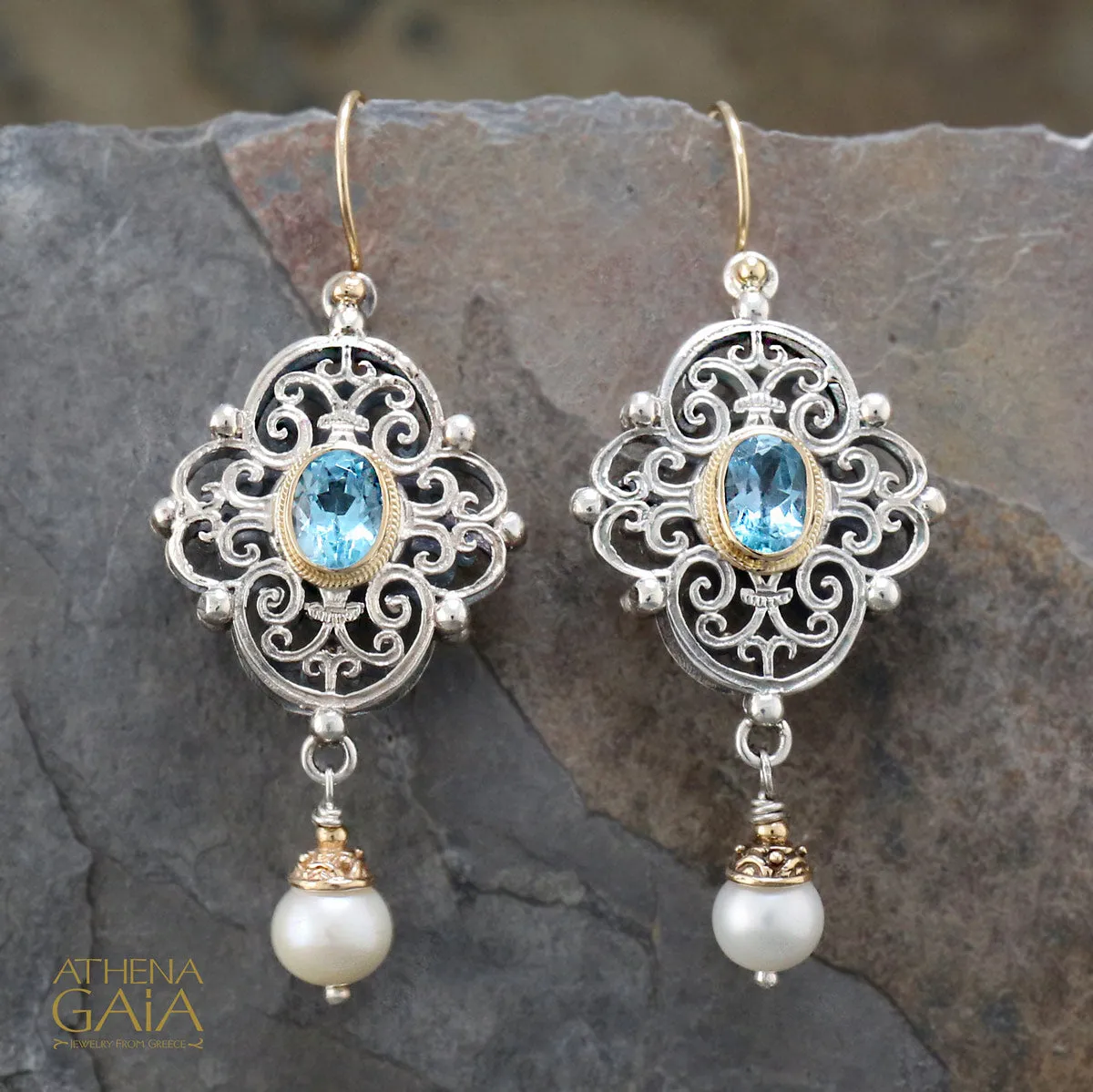 Wide Pearl Drop Chandelier Earrings