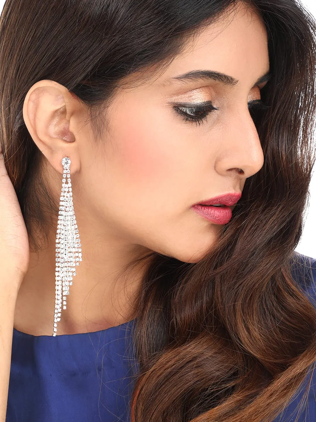 Yellow Chimes Crystal Earrings for Women A5 High Grade Crystal Glamouring Chandelier Long Crystal Danglers Earrings for Women and Girls