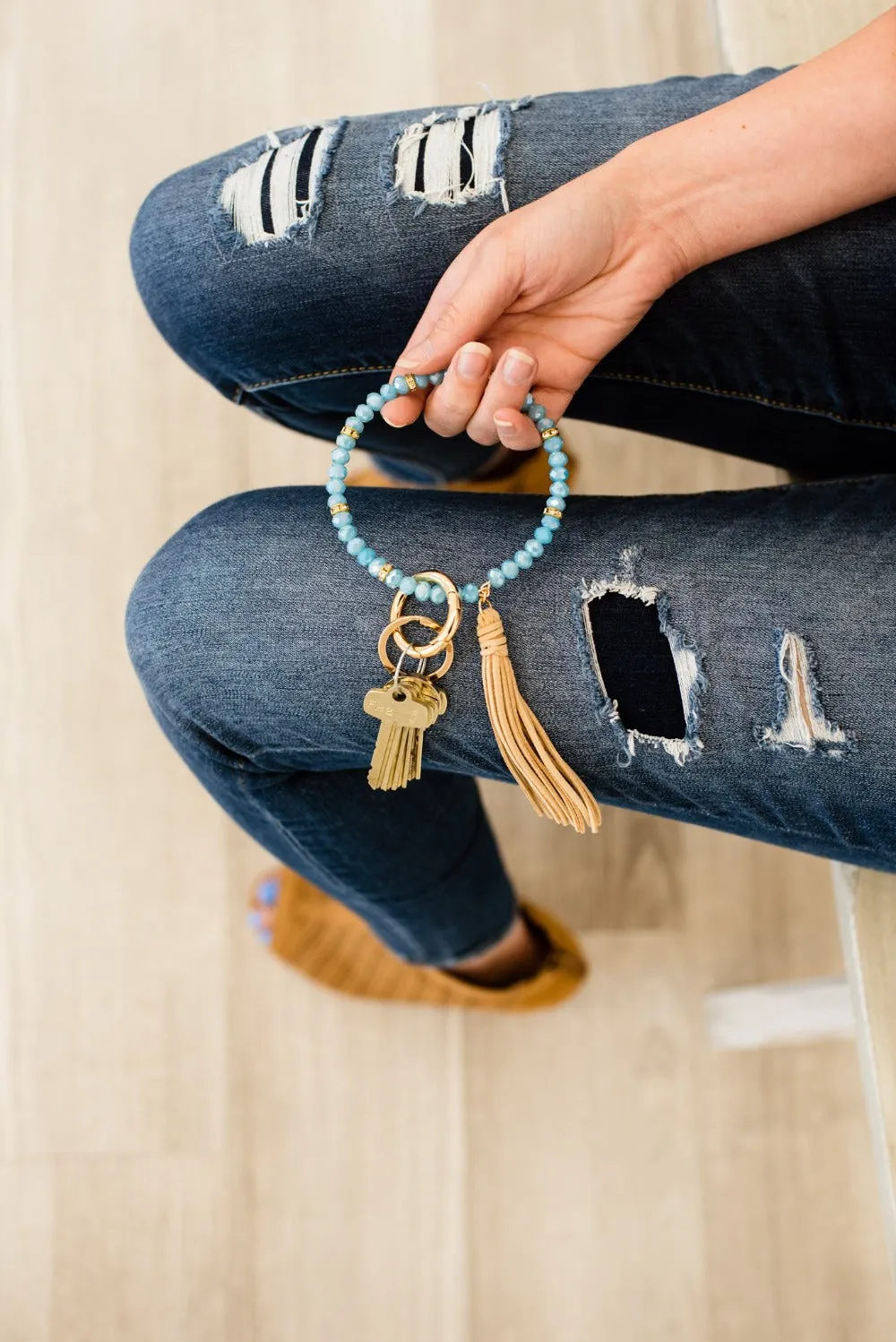 zoey beaded keychain bracelet