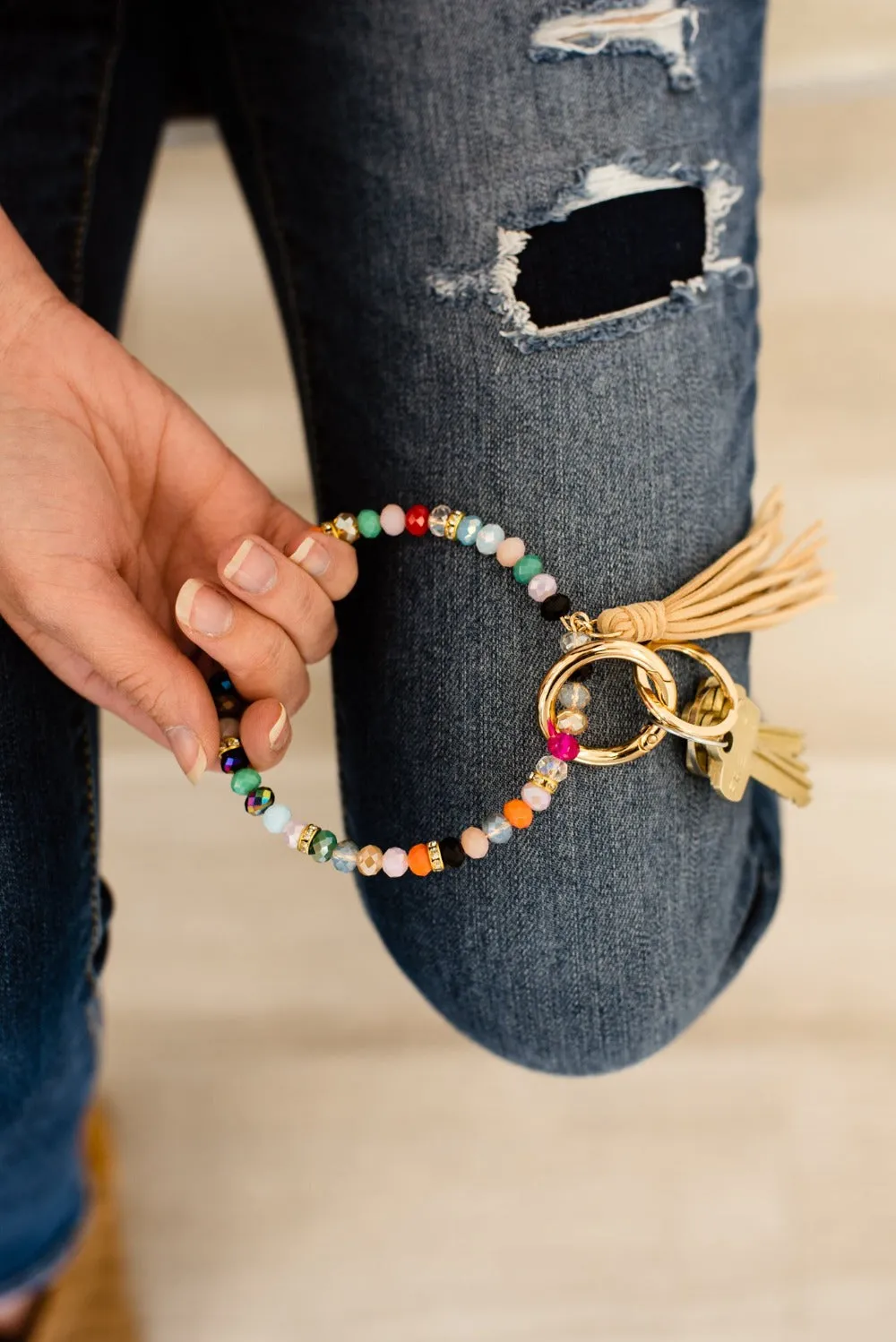 zoey beaded keychain bracelet