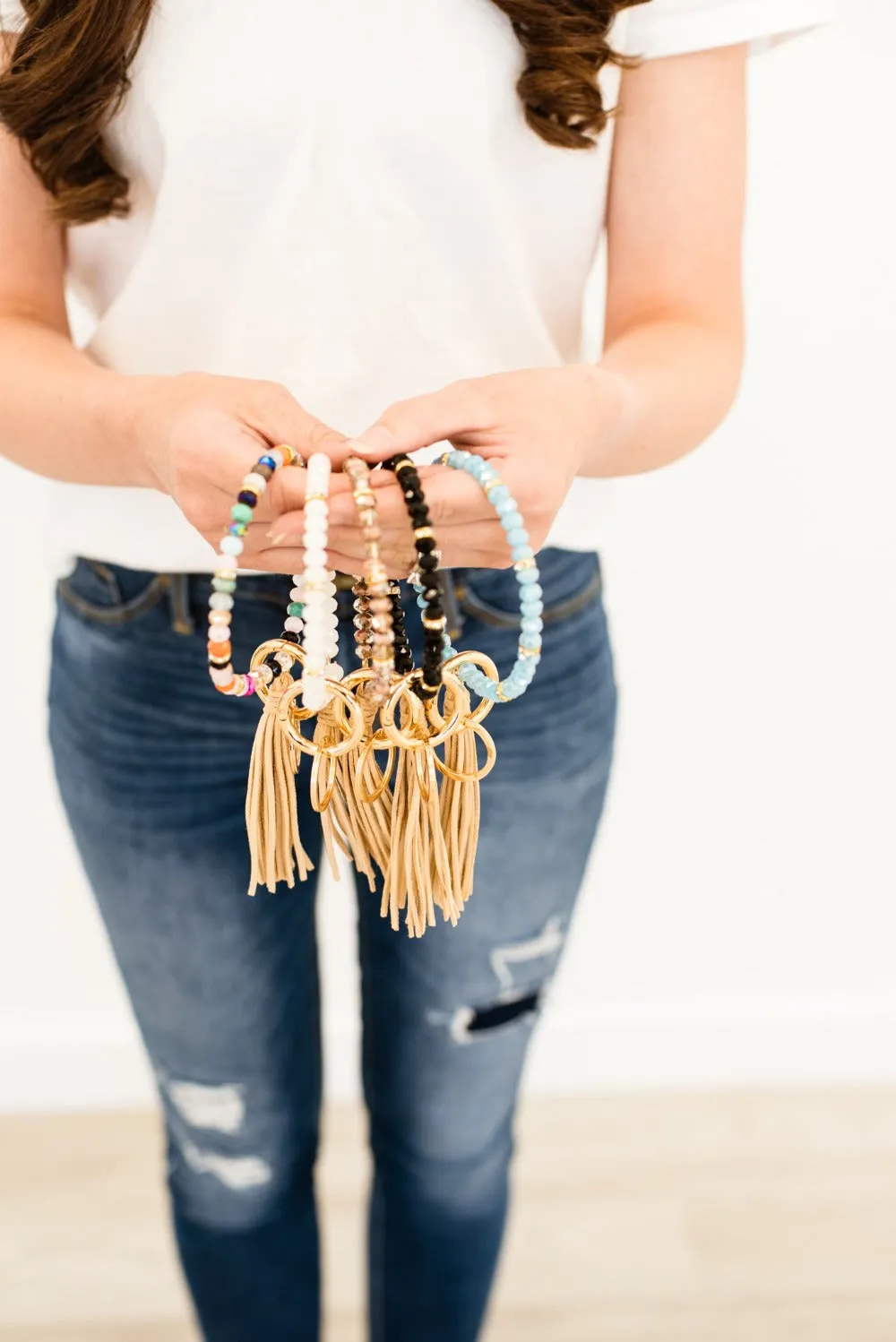 zoey beaded keychain bracelet
